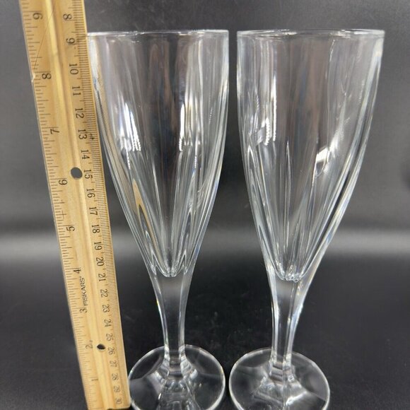 Godinger EMPIRE Spiral Barware Flute Cups Clear Glasses Retired Set 2 Vintage - Picture 3 of 8